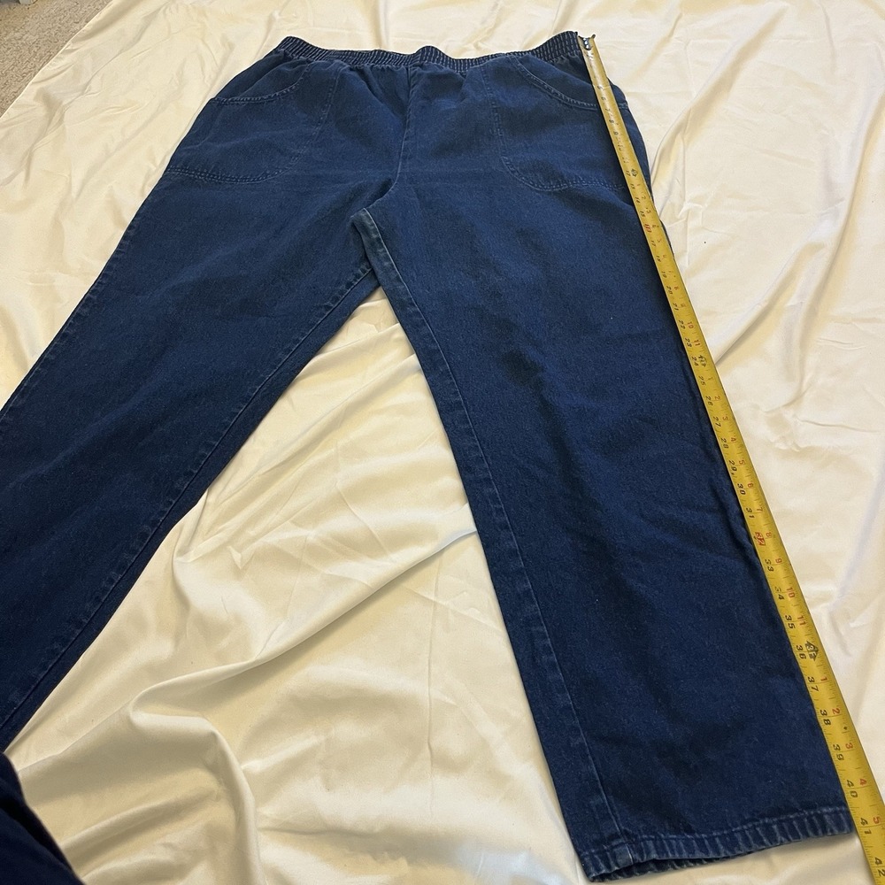 Woman Within 24W Pull On Elastic Waist‎ Dark Wash Denim Pockets Comfort